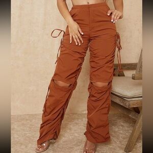SHEIN Burnt Orange Cut Out Drawstring Side Pants | Size M(6)